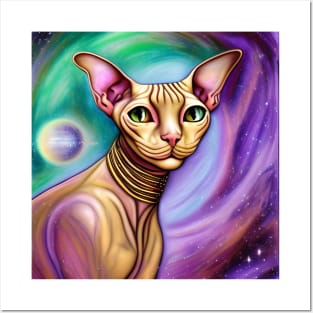 Sphynx Cat in Space Posters and Art